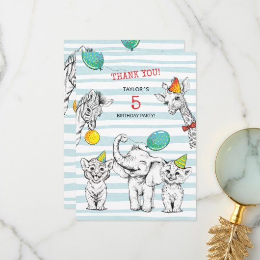 Flat Dankeschön Card 5-Jubiläum Party Dankeskarte (Vorderseite/Rückseite Beispiel)