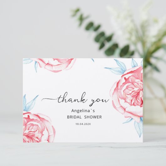 Flat Dankeschön Card Bridal Showe Dankeskarte (Stehend Vorderseite)