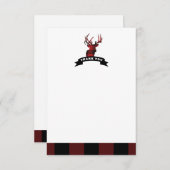 Flat Dankeschön Deer Buffalo Kariert Dankeskarte (Vorne/Hinten)