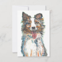 Flat Dankeschön Karte - Hund - Australian Shepherd