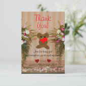 Flat Dankeschön Karte mit Niedlichem Teddybär (Stehend Vorderseite)