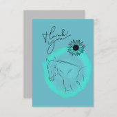 Flat Dankeschön Karte, Pferd als du, türkis Dankeskarte (Vorne/Hinten)