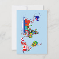Flat Dankeschön Karte zur Weltkarte der Flaggen