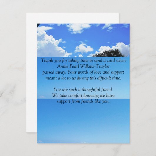 Flat Dankeschön Sympathy Card Dankeskarte (Vorne/Hinten)