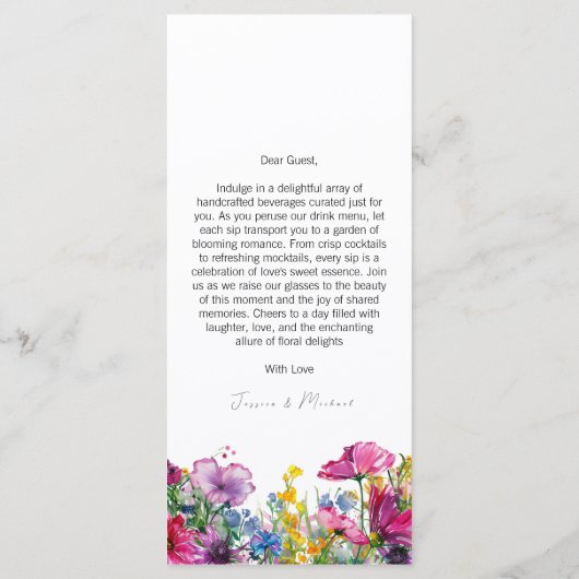 Flat Drinks Menü Meadow Bloom-Sammlung Menükarte (Rückseite)