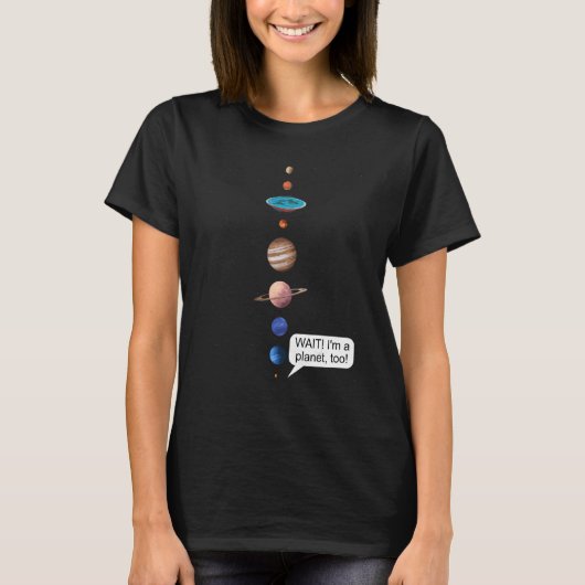 Flat Earth and Never forget Pluto Society Flathert T-Shirt (Vorderseite)