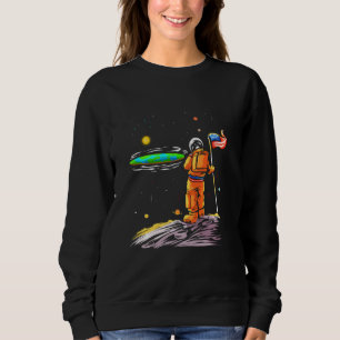 Flat Earth Astronaut for Space Galaxy Universe Fan Sweatshirt