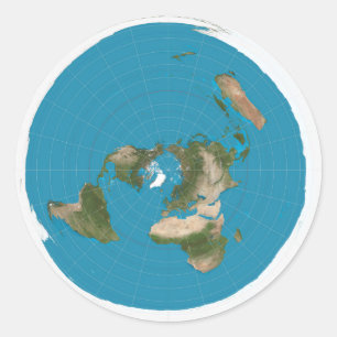 Flat Earth Azimuthal Ädistant Map Stickers