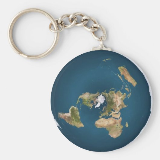Flat Earth Azimuthal Projection Map Keychain Schlüsselanhänger (Vorne)