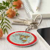 Flat Earth Azimuthal Projection Map Keychain Schlüsselanhänger (Seite)