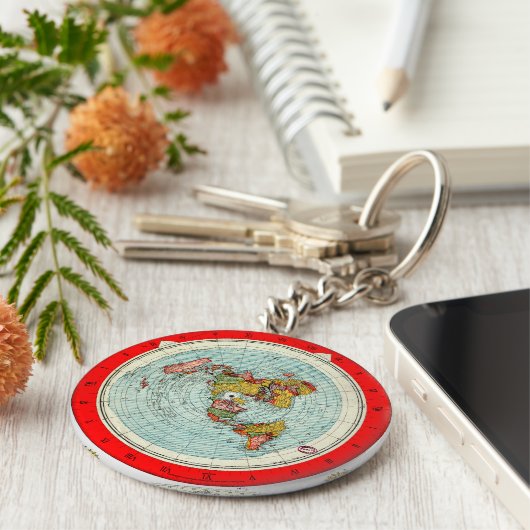 Flat Earth Azimuthal Projection Map Keychain Schlüsselanhänger (Seite)