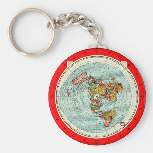 Flat Earth Azimuthal Projection Map Keychain Schlüsselanhänger (Vorne)