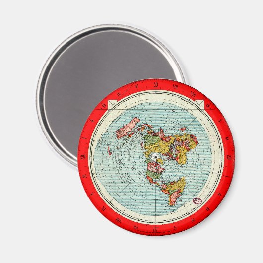 Flat Earth Azimuthal Projektionsdiagramm Magnet (Vorderseite/Rückseite)