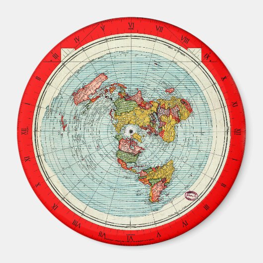 Flat Earth Azimuthal Projektionsdiagramm Magnet (Vorne)