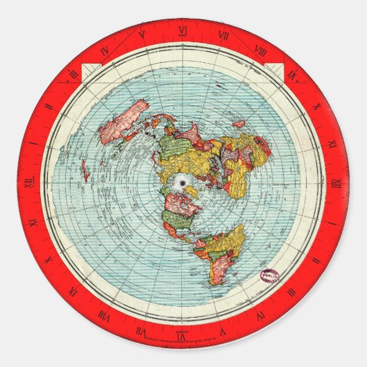 Flat Earth Azimuthal Projektionskarte Aufkleber (Vorderseite)