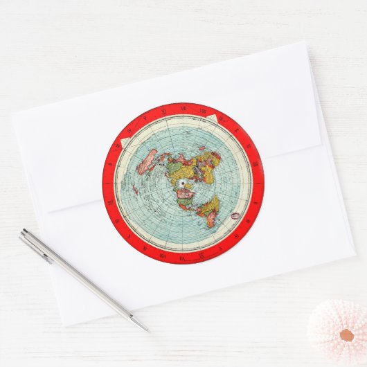 Flat Earth Azimuthal Projektionskarte Aufkleber (Umschlag)