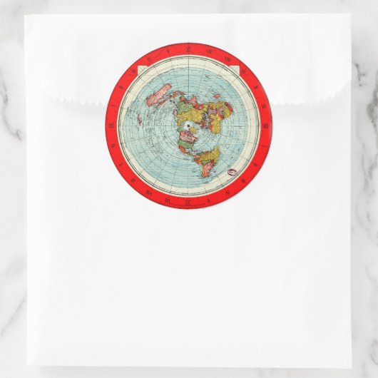 Flat Earth Azimuthal Projektionskarte Aufkleber (Tasche)