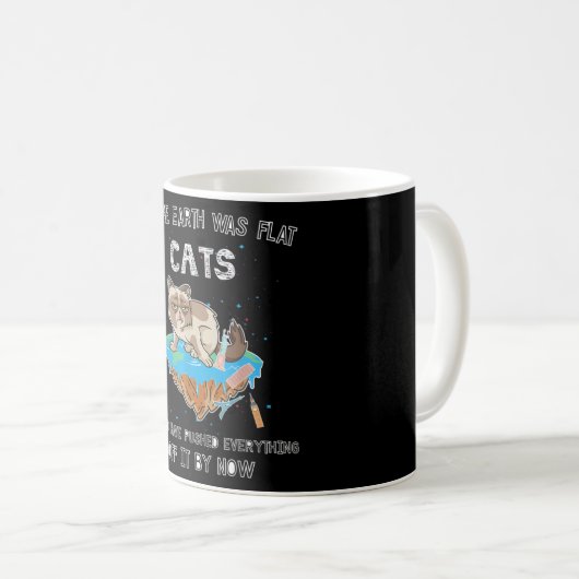 Flat Earth Cat Funny Kitten Universe Space Sci-Fi Kaffeetasse (VorderseiteRechts)