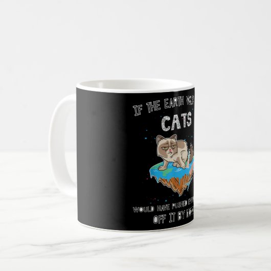 Flat Earth Cat Funny Kitten Universe Space Sci-Fi Kaffeetasse (Vorderseite Links)