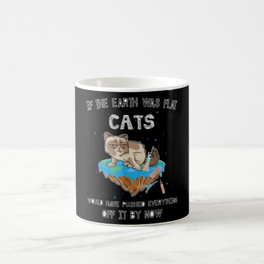 Flat Earth Cat Funny Kitten Universe Space Sci-Fi Kaffeetasse (Mittel)