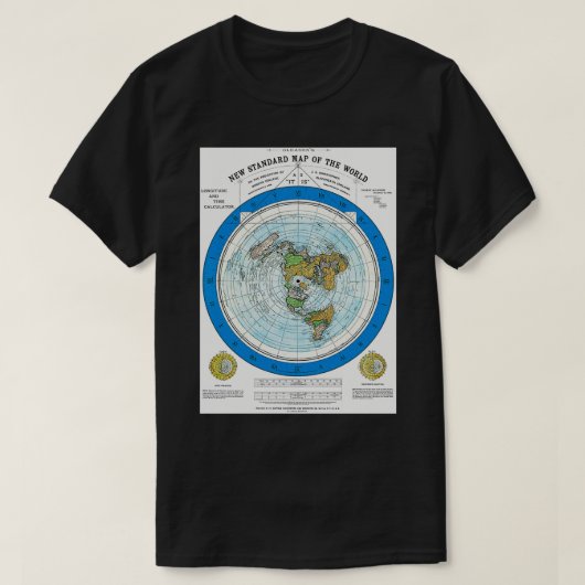 Flat Earth Gleasons neue Standardkarte der Welt T-Shirt (Design vorne)