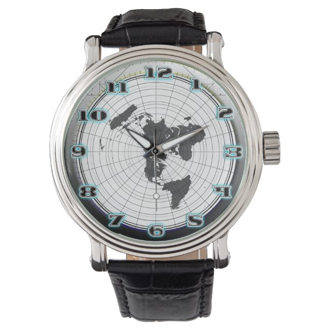 Flat Earth Gleasons Stationary Map of the World Armbanduhr (Vorderseite)