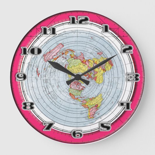 Flat Earth Gleasons Stationary Map of the World Große Wanduhr (Vorderseite)