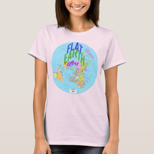 Flat-Earth-Karte mit gekennzeichneten Nationen T-Shirt (Vorderseite)