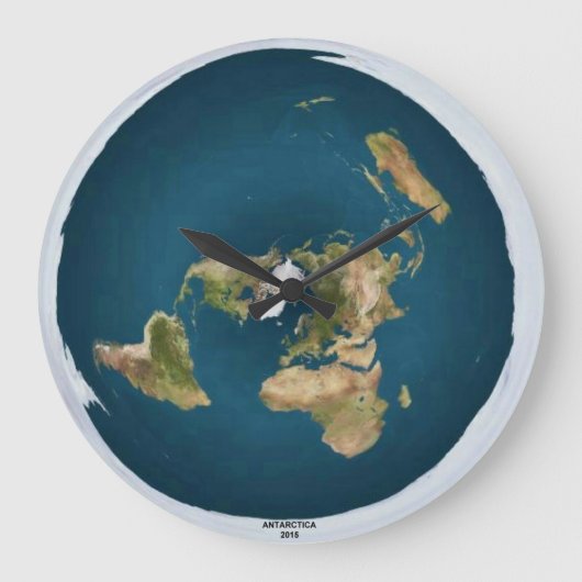 Flat Earth Large Wall Clock Große Wanduhr (Vorderseite)
