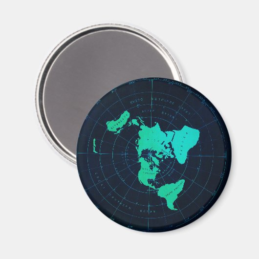 Flat Earth Map (Azimuthal äquidistant-Projektion) Magnet (Vorderseite/Rückseite)