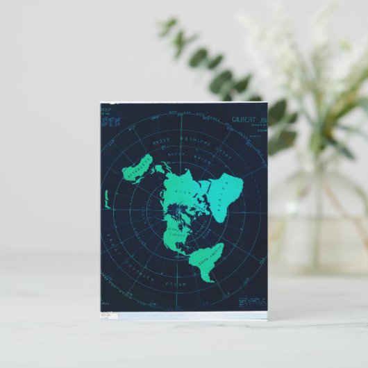 Flat Earth Map (Azimuthal äquidistant-Projektion) Postkarte (Stehend Vorderseite)