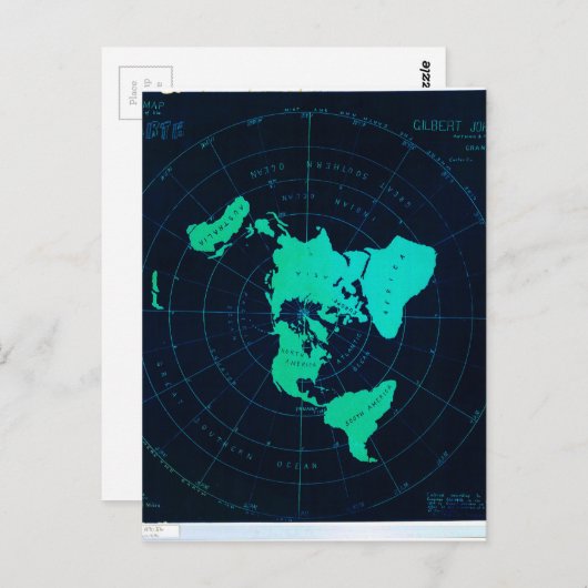 Flat Earth Map (Azimuthal äquidistant-Projektion) Postkarte (Vorne/Hinten)
