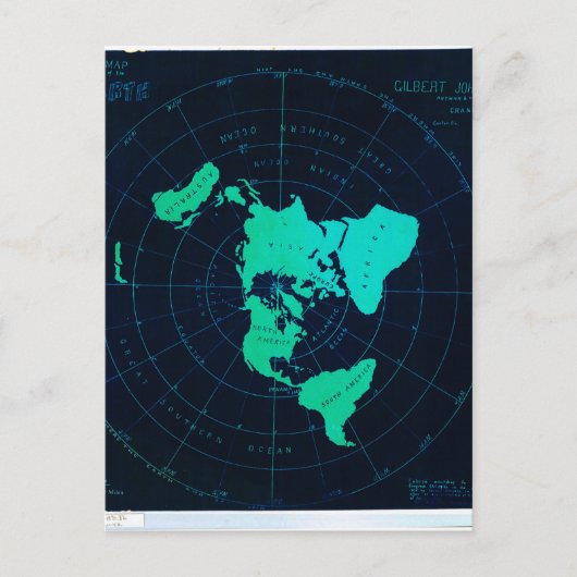 Flat Earth Map (Azimuthal äquidistant-Projektion) Postkarte (Vorderseite)