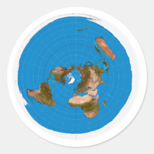 Flat Earth Map - Azimuthal Äquidistenprojektion Runder Aufkleber