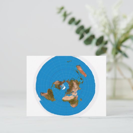 Flat Earth Map - Azimuthal Äquivalente Projektion Postkarte (Stehend Vorderseite)
