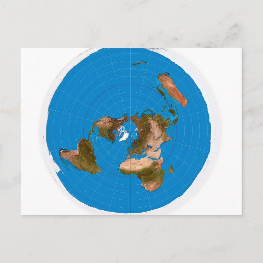 Flat Earth Map - Azimuthal Äquivalente Projektion Postkarte (Vorderseite)