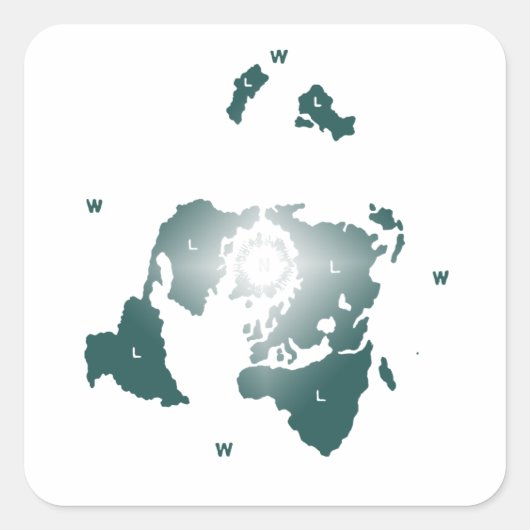 Flat Earth Map, Azimuthal Equidistant Map Zetetic Quadratischer Aufkleber (Vorderseite)