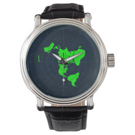 Flat Earth Map Disk Wrist Watch Armbanduhr