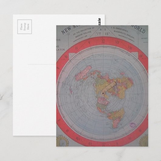 Flat Earth Map Postkarte (Vorne/Hinten)
