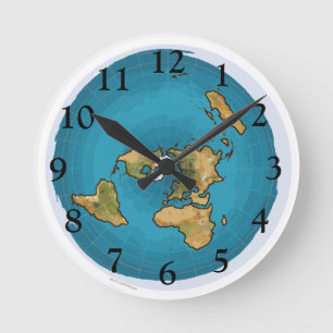 Flat Earth Map Runde Wanduhr