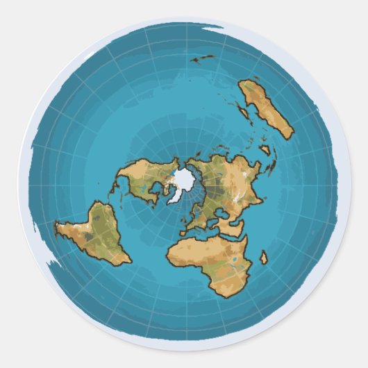 Flat Earth Map Runder Aufkleber (Vorderseite)
