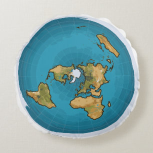 Flat Earth Map Rundes Kissen