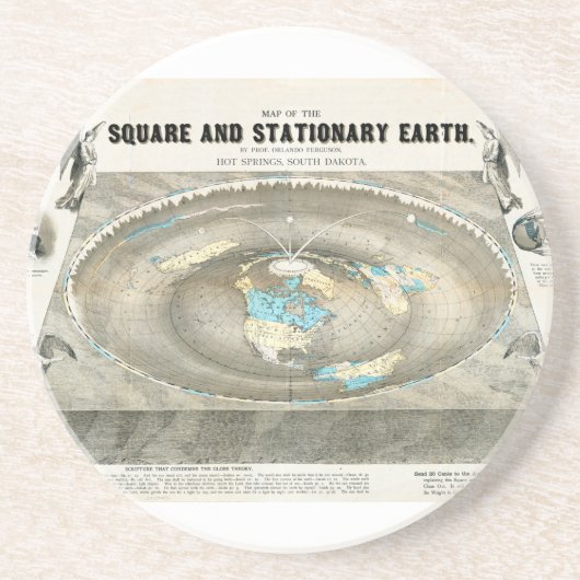 Flat Earth Map Sandstein Untersetzer (Vorne)