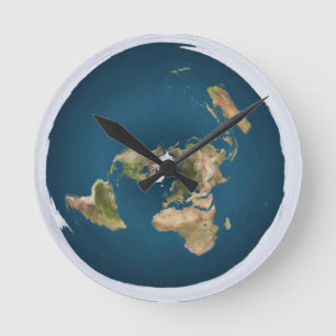 Flat Earth Map von US Geological Survey Runde Wanduhr