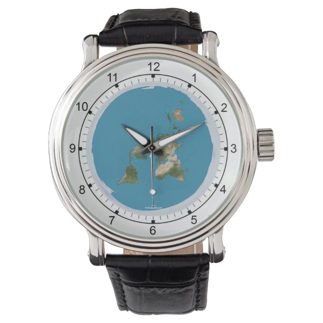Flat Earth Map Wrist Watch Armbanduhr (Vorderseite)
