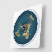 Flat Earth Square Wall Clock Quadratische Wanduhr (Winkel)