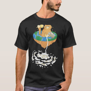 Flat Earth Theory Milky Way Cat Geografie Lehrer T-Shirt