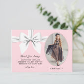 Flat Elegant Pink Tiffany White Bow Dankeschön Kar Dankeskarte (Stehend Vorderseite)