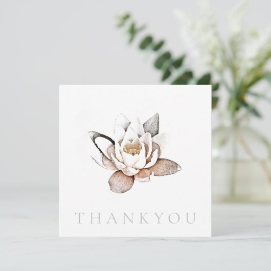 FLAT GREETING CARD : DANKE : WHITE LOTUS (Stehend Vorderseite)