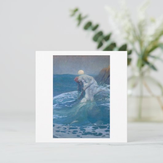 FLAT GREETING CARD : DIE MERMAID : HOWARD PYLE KARTE (Stehend Vorderseite)